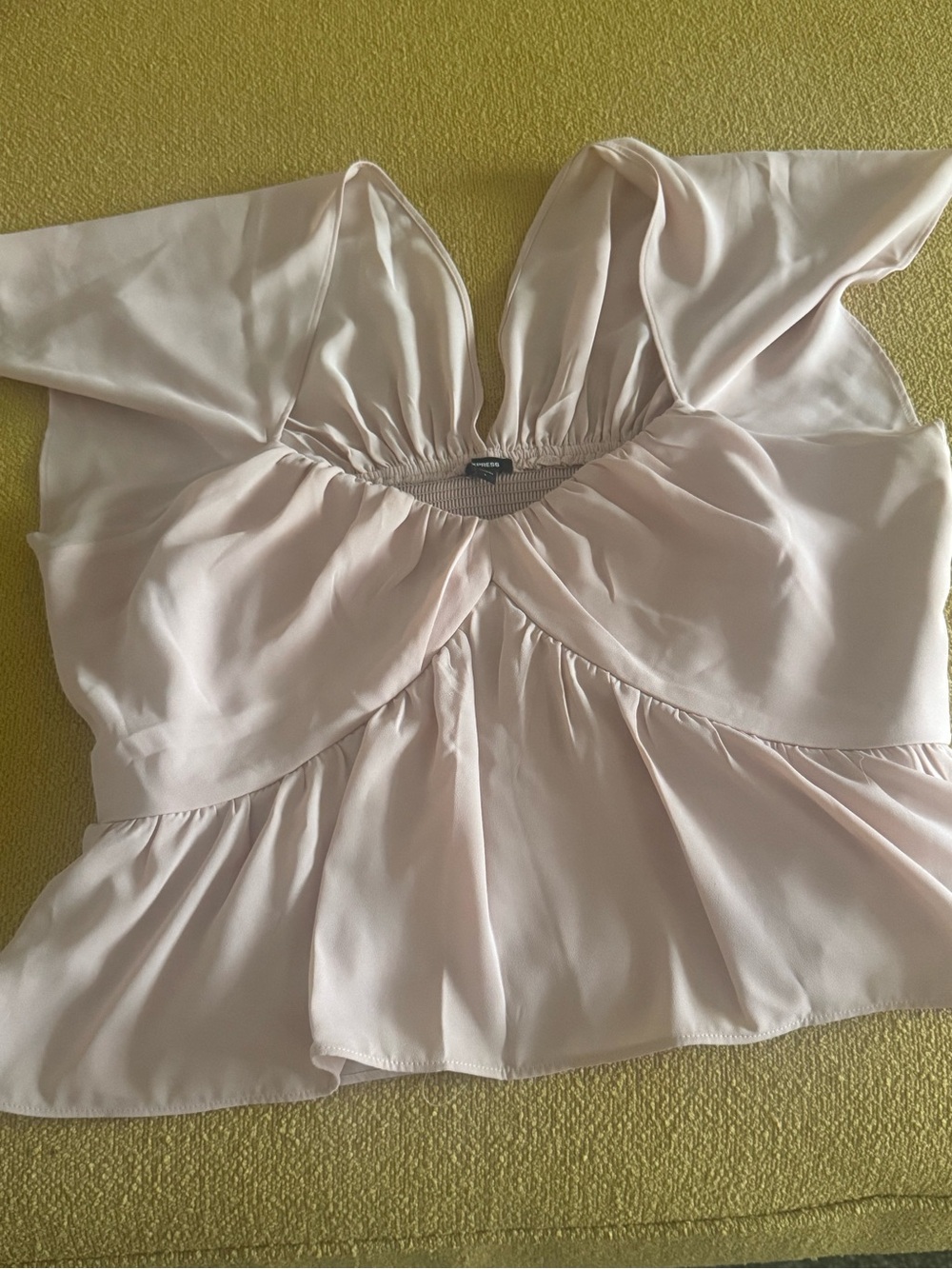 Express Pale Blush Ruffle Peplum Top